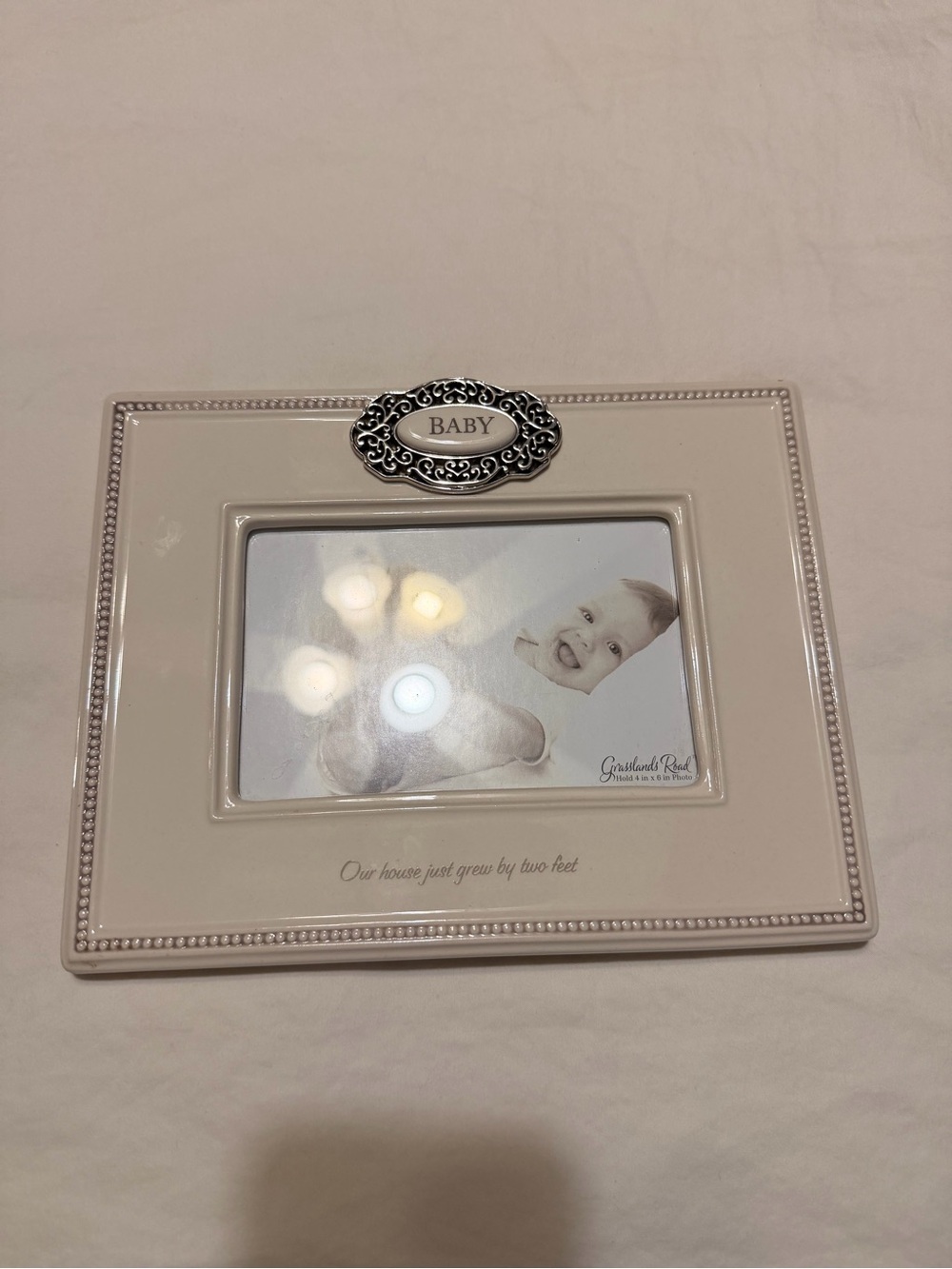 Grasslands Road Cream Picture Frame with Silver 'BABY' Accent - 4x6"
